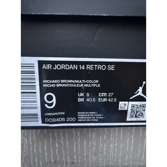 Air Jordan 14 Retro SE Size 9 DO9406 200 Archaeo Brown/Multi-color main image 4